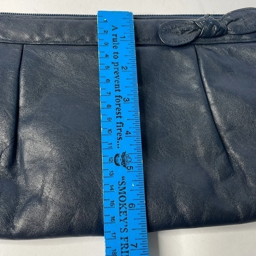 Navy Blue Etra Vintage Leather Clutch/Wristlet